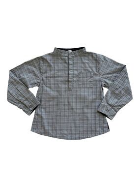 Egg Boys Gray Check Mandarin Collar Shirt size 5